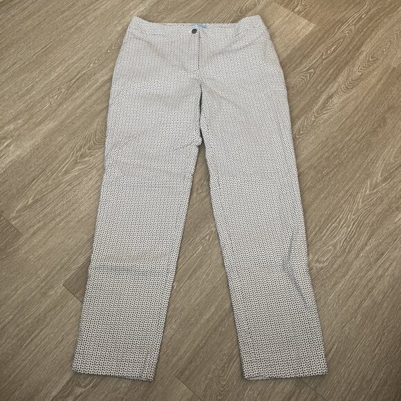 J. McLaughlin Stretch Ponte Ankle Dress Slacks Pants Size 8 Blue White - Picture 1 of 5